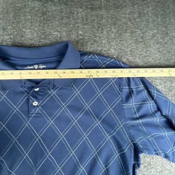David Taylor Collection Polo Shirt Men’s Size XL Blue Short Sleeve Diamond Check - Picture 7 of 10